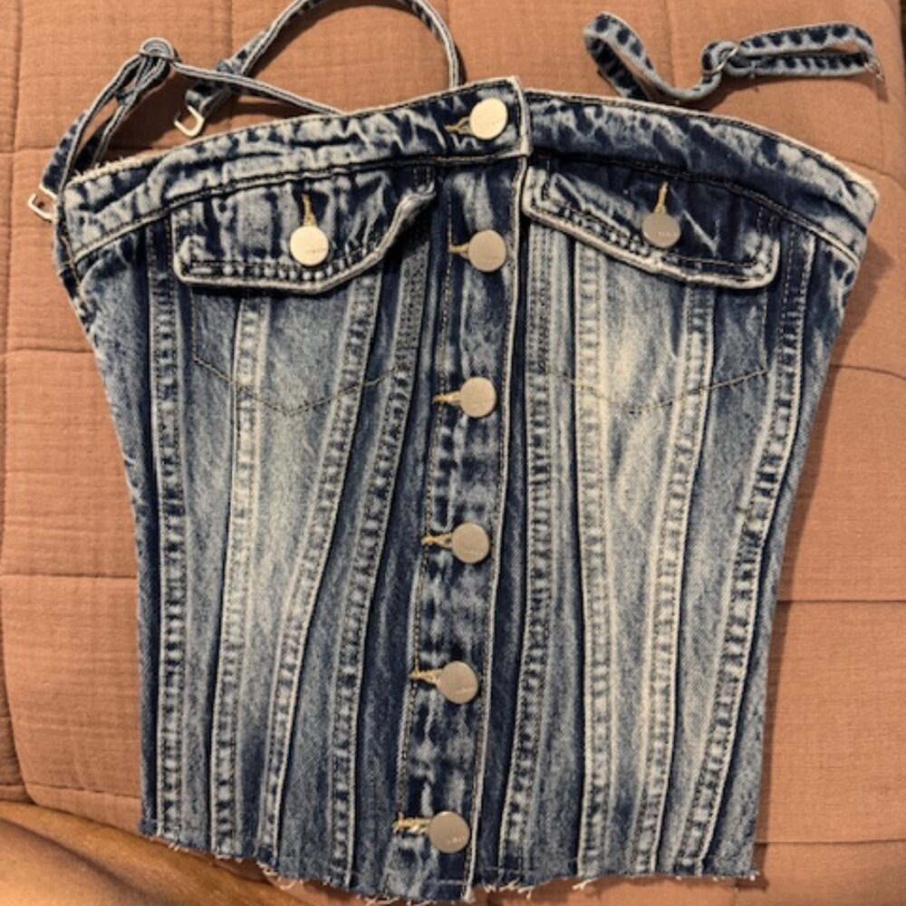 NWT Tractr Corset Denim Bustier Top XS | Y2K Festival Vibes